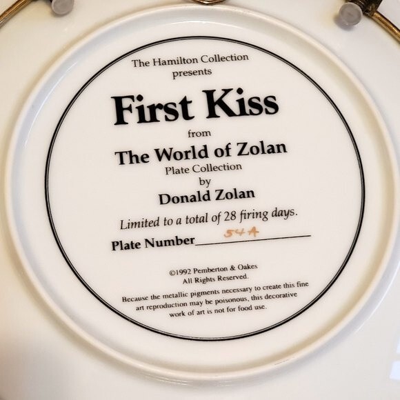 First Kiss by Donald Zolan collector plate # 54 A - Picture 4 of 5